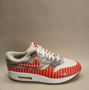 Nike Wasafu X Air Max 1 Red and Gray Men's Shoes